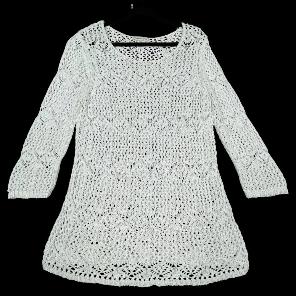 Coldwater Creek Open Knit Feminine Boho Casual Every Day Tunic Top - Sz L/14